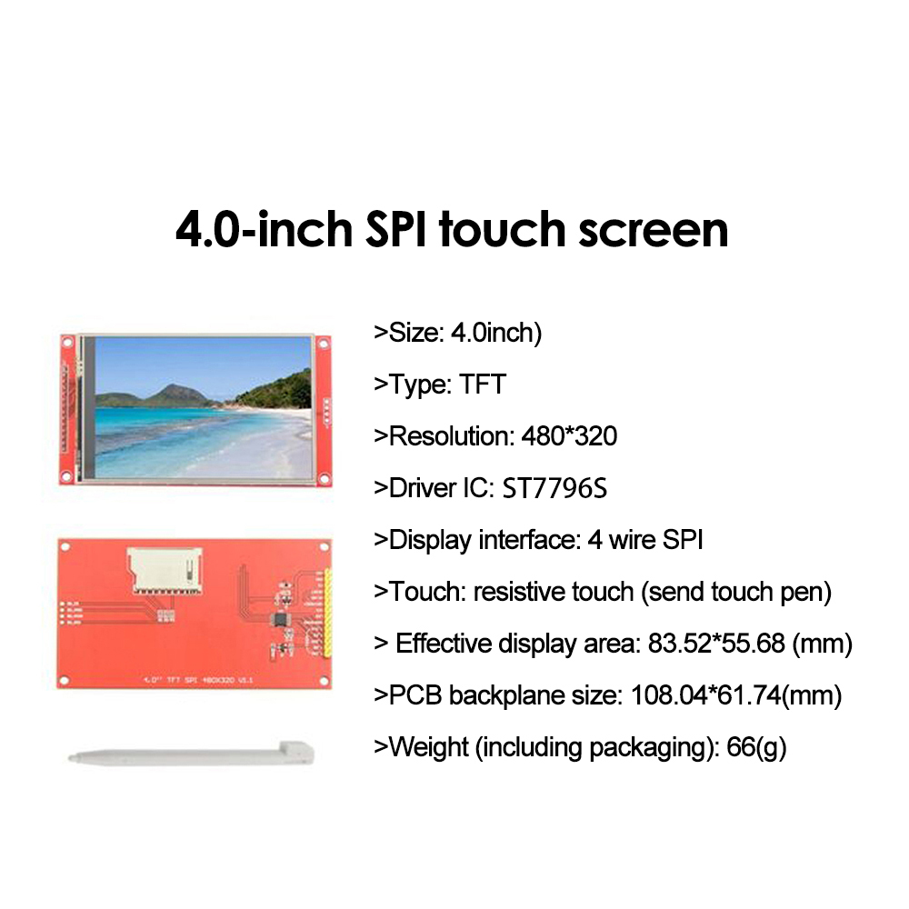 Ã‰cran tactile LCD sÃ©rie Ã©ventuelles I, technologie d'affichage TFT, ST7796S, ILI9488, 4 fils, 4.0 pouces, 3.5 pouces, 480*320 n° 6