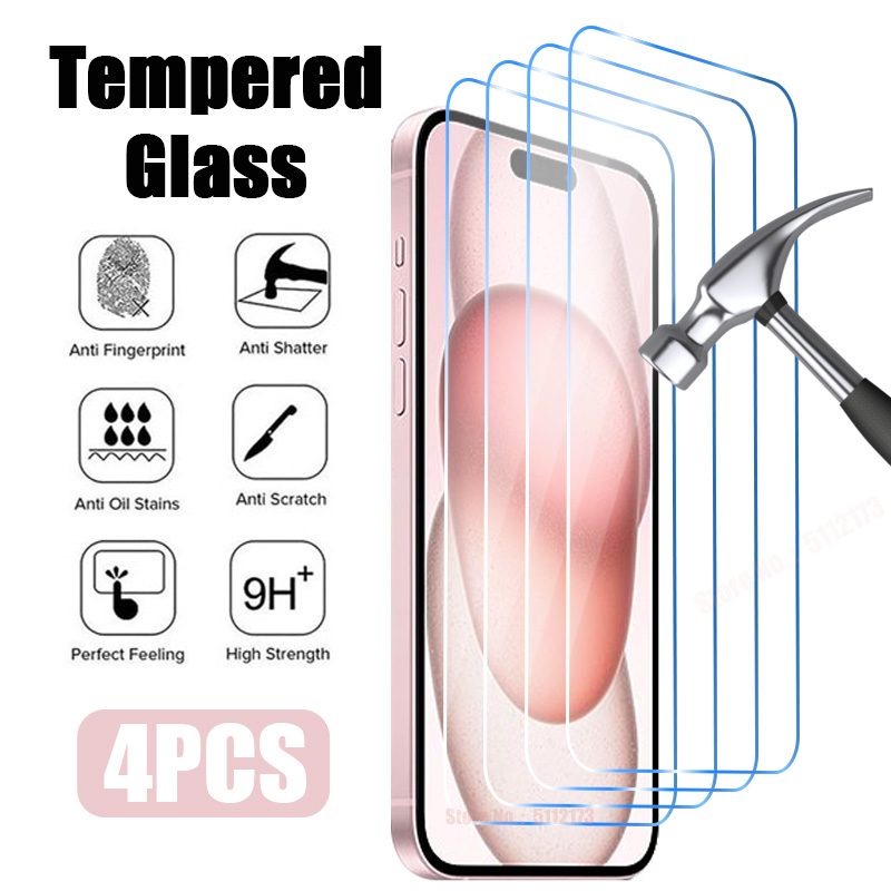 Protecteur d'Ã‰cran en Verre pour iPhone, 4 PiÃ¨ces, pour ModÃ¨les 15 14 13 12 11 Pro Max 13 12 Mini 15 14 Plus Poly XS Max SE 2020 n° 1