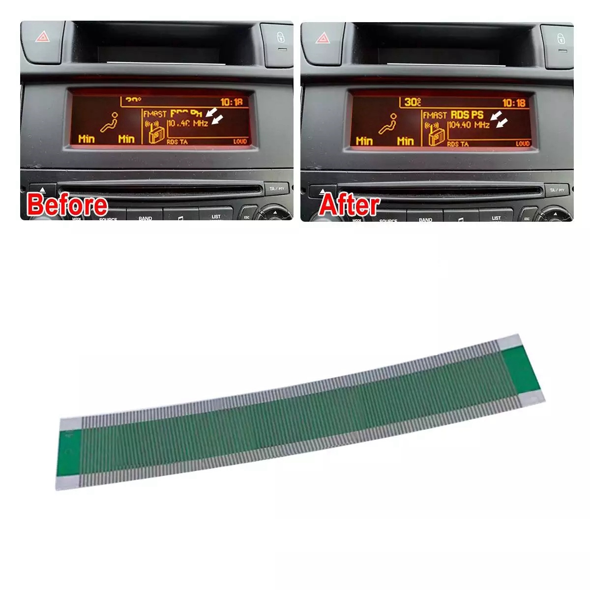 Ã‰cran LCD pour Peugeot 307/407/408, multi-info, rÃ©paration de pixels, feuille, connecteur LCD plat, tableau de bord n° 4