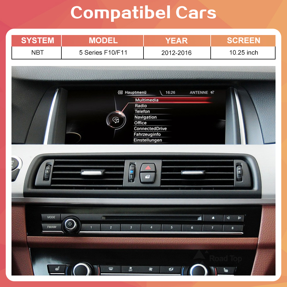 Lecteur de voiture sans fil Apple CarPlay, radio Android, Ã©cran d'affichage automatique pour BMW SÃ©rie 5, F10, F11, 2012-2016, unitÃ© principale NBT n° 2