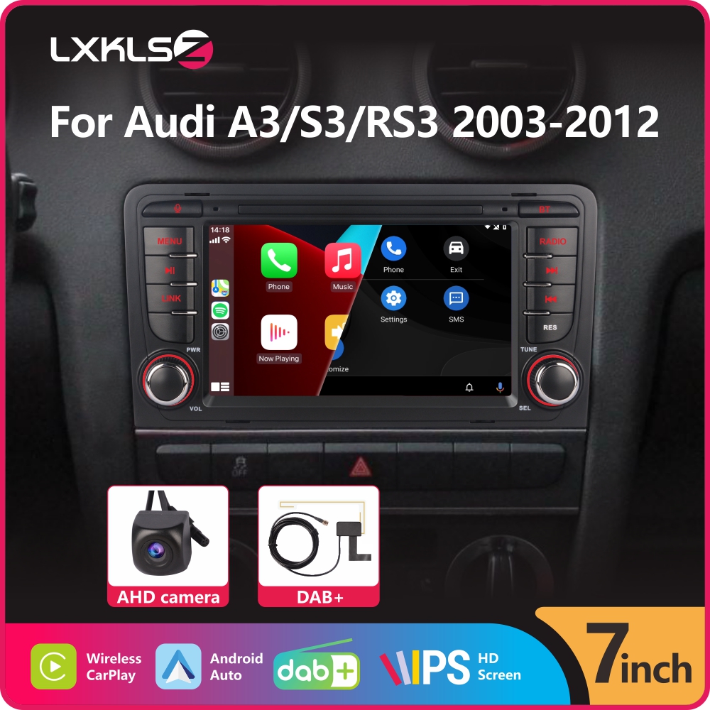 Autoradio Android Carplay avec Ã‰cran Tactile IPS de 7 Pouces, CamÃ©ra de Rectransistors DAB + AHD, Sans Fil, pour Voiture Audi A3 S3 RS3 (2003-2012) n° 1