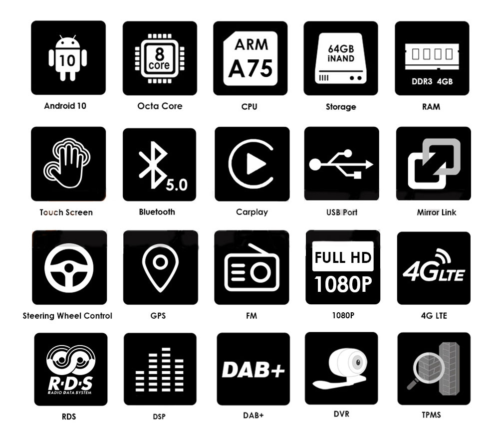 Hizpo 7-Autoradio Android avec GPS, 8 cœurs, audio, DSP, SWC, 4G, BT, limitation, VW, Volkswagen Touareg, Transporter T5, Multivan, CarPlay n° 2