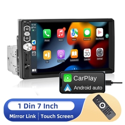 Autoradio universel Ã  Ã©cran tactile, lecteur MP5, Carplay, Android Auto, FM MirrorLink, audio stÃ©rÃ©o, lecteur de limitation, 1 Din, 7 small picture n° 1