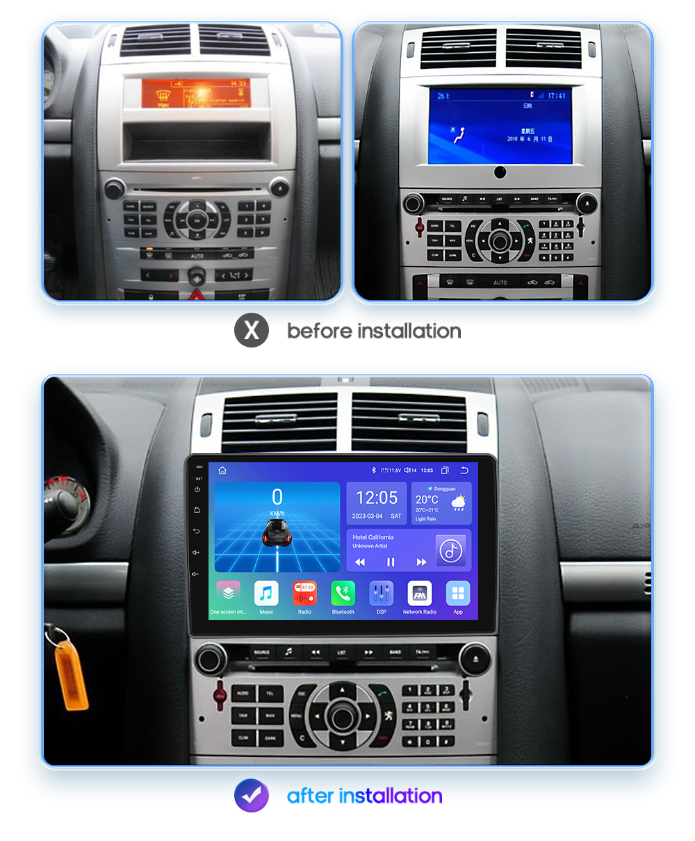 Autoradio multimÃ©dia Android, Navigation GPS, Audio/vidÃ©o, Ã©cran tactile P, unitÃ© centrale pour voiture Peugeot 407, 2004, 2011 n° 2