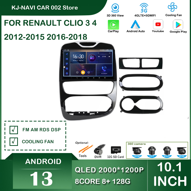 Autoradio Android 13, Bluetooth, StÃ©rÃ©o, VidÃ©o, SystÃ¨me Intelligent, Limitation Carplay, pour Voiture Renault Clio 3 4 (2012-2018) n° 1