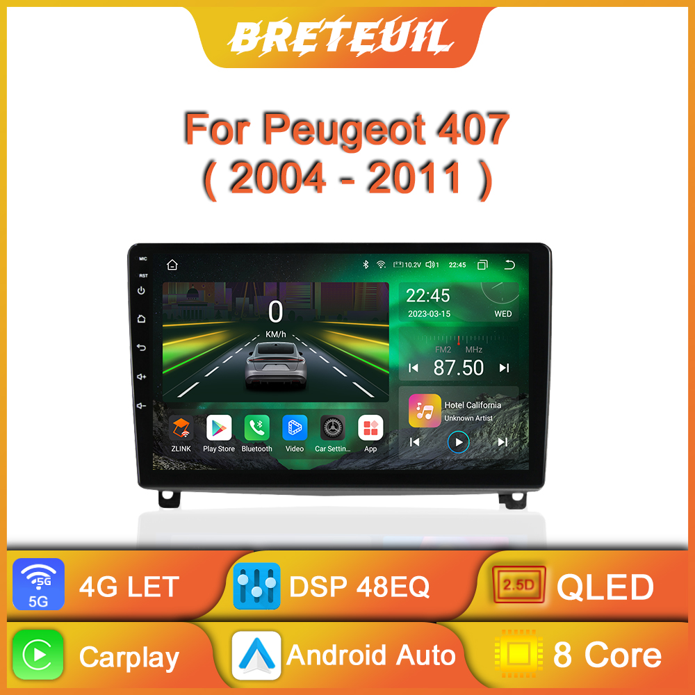 Autoradio Android avec Navigation GPS et Ã‰cran Tactile, StÃ©rÃ©o existent, Lecteur VidÃ©o, Sans Fil, Carplay, Limitation, pour Voiture KIT 407 1 (2004 2005 2006 2007 2008 2009 2010 2011) n° 1