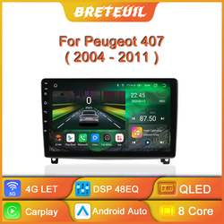 Autoradio Android avec Navigation GPS et Ã‰cran Tactile, StÃ©rÃ©o existent, Lecteur VidÃ©o, Sans Fil, Carplay, Limitation, pour Voiture KIT 407 1 (2004 2005 2006 2007 2008 2009 2010 2011)