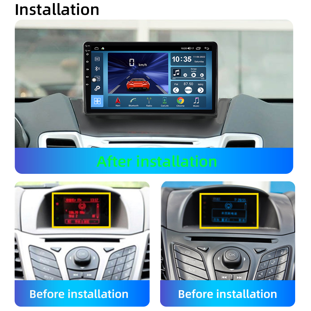 Autoradio et lecteur vidÃ©o QLED 9 , Android 10, Carplay, navigation GPS, camÃ©ra 2 DIN, unitÃ© principale, pour voiture Ford Fi.C. (2009-2017) n° 2