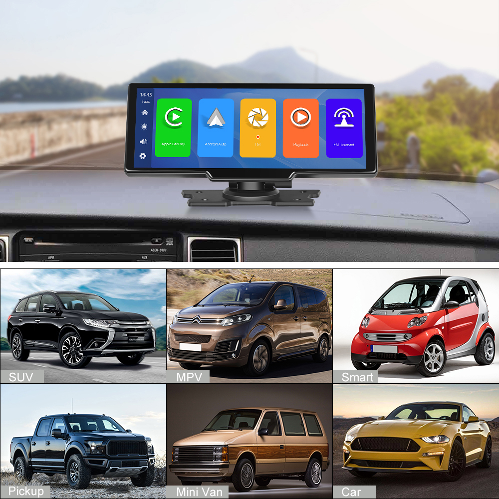 Podofo â€“ lecteur vidÃ©o multimÃ©dia sans fil, Android Auto, CarPlay, Ã©cran tactile 9.3 pouces, enregistreur vidÃ©o DVR, universel n° 2