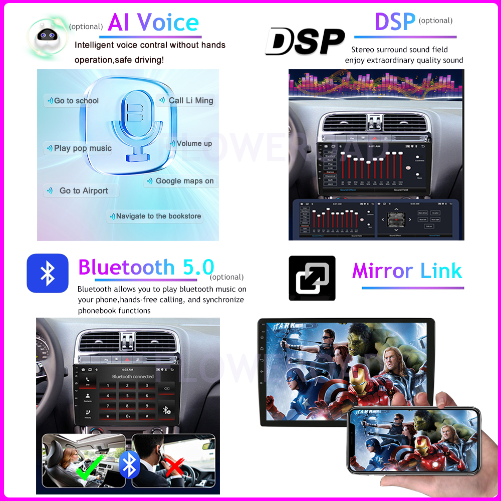 Autoradio Android 13, Navigation GPS, DSP, BT, Carplay, Lecteur VidÃ©o, Sans DVD, 2 DIN, pour Voiture Renault Clio 3 (2005-2014) n° 4