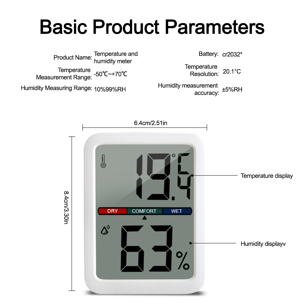 6046B Accueil LCD NumÃ©rique Ã‰lectronique Horloge TempÃ©rature et HumiditÃ© MÃ¨tre Grand Ã‰cran Haute PrÃ©cision ThermomÃ¨tre HygromÃ¨tre n° 2