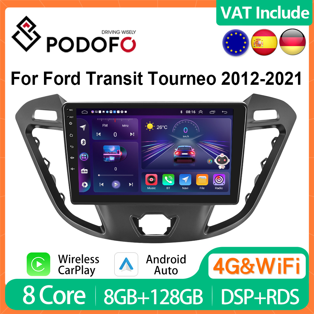 PodoNuremberg-Autoradio Android CarPlay pour Ford ATIC Tourneo bt2012-2021, lecteur de limitation, navigation GPS 2Din, unitÃ© principale HiFi n° 1