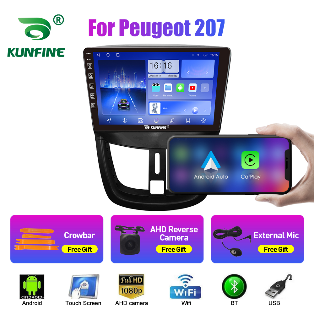 Autoradio 10.33 , Android, Octa Core, DVD, Navigation GPS, Carplay, Ã©cran QLED, lecteur stÃ©rÃ©o, 2din, pour voiture Peugeot 207 n° 2