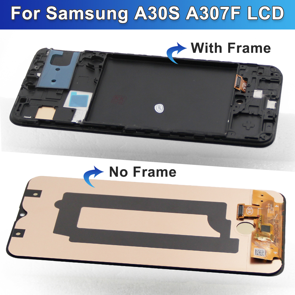 Ã‰cran tactile LCD numÃ©rique avec cadre, piÃ¨ces d'assemblage, empreintes digitales, Samsung Galaxy A30S, A307, A307F n° 4