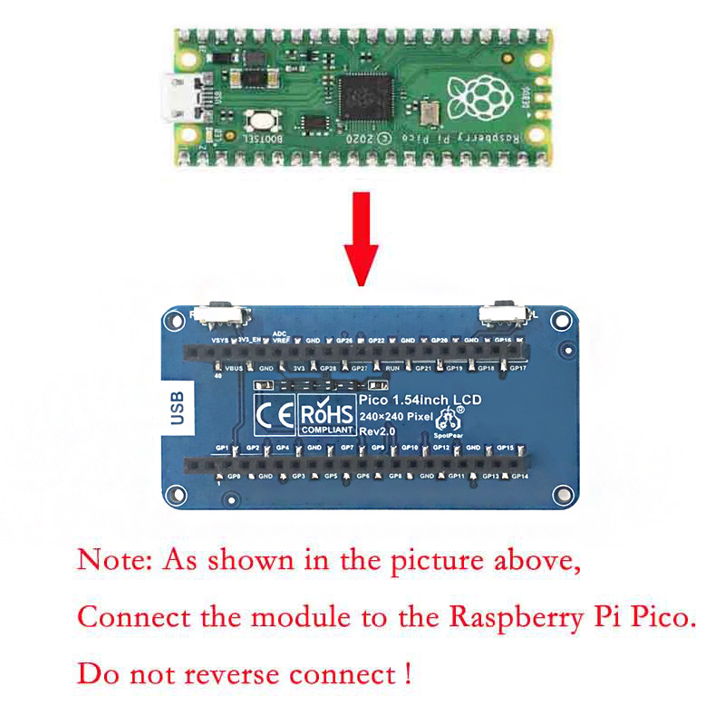 Ã‰cran LCD Raspberry Pi Pico, 1.54 pouces, 240x240, IPS, 1.54 pouces, disposition de la manette de jeu prÃ©dire n° 5