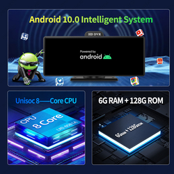 CamÃ©ra de tableau de bord Android avec rÃ©troviseur, Carplay 8 cÅ“urs, WiFi automatique, Bluetooth, DVR de voiture, ADAS, GPS, moniteur de parc 24h, 10.26 pouces small picture n° 2