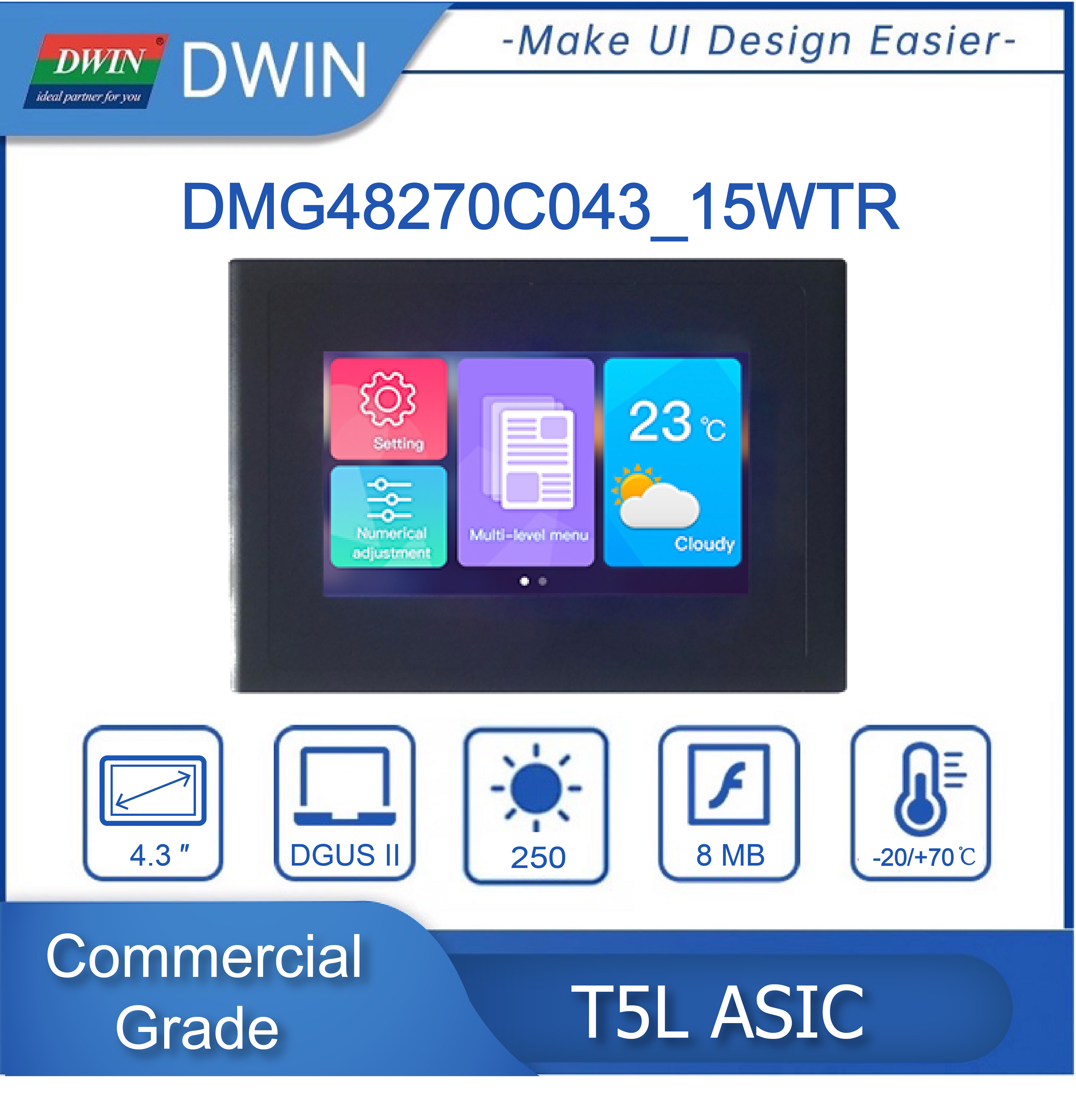 Dwin-Ã‰cran tactile LCD HMI de qualitÃ© commerciale avec coque allergique, 4.3, 7.0, 10.1 DGUS2, Ã©cran rÃ©sistif avec PLC, Ardu37, STM32 n° 3