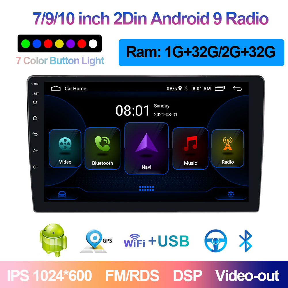 Autoradio Android, 2 DIN, IPS, DSP, GPS, WIFI, Bluetooth, lecteur de limitation pour Toyota, Volkswagen, Hyundai, Renault, Suzuki n° 1