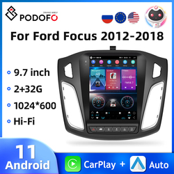 Podofo â€“ autoradio android 11 9.7 pouces, lecteur multimÃ©dia, Ã©cran Vertical, DVD, HIFI, GPS, Carplay, pour voiture Ford Focus (2012 â€“ 2018)