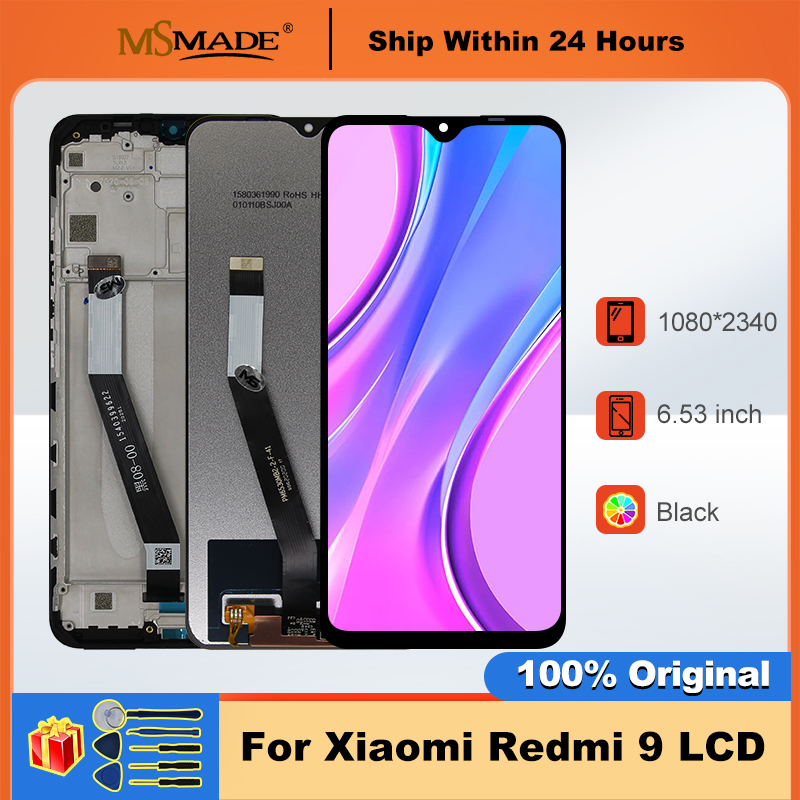 Ã‰cran tactile LCD avec cadre pour Xiaomi Redmi 9, piÃ¨ces de rechange d'origine, 6.53 pouces, M2004J19G, M2004J19C n° 1