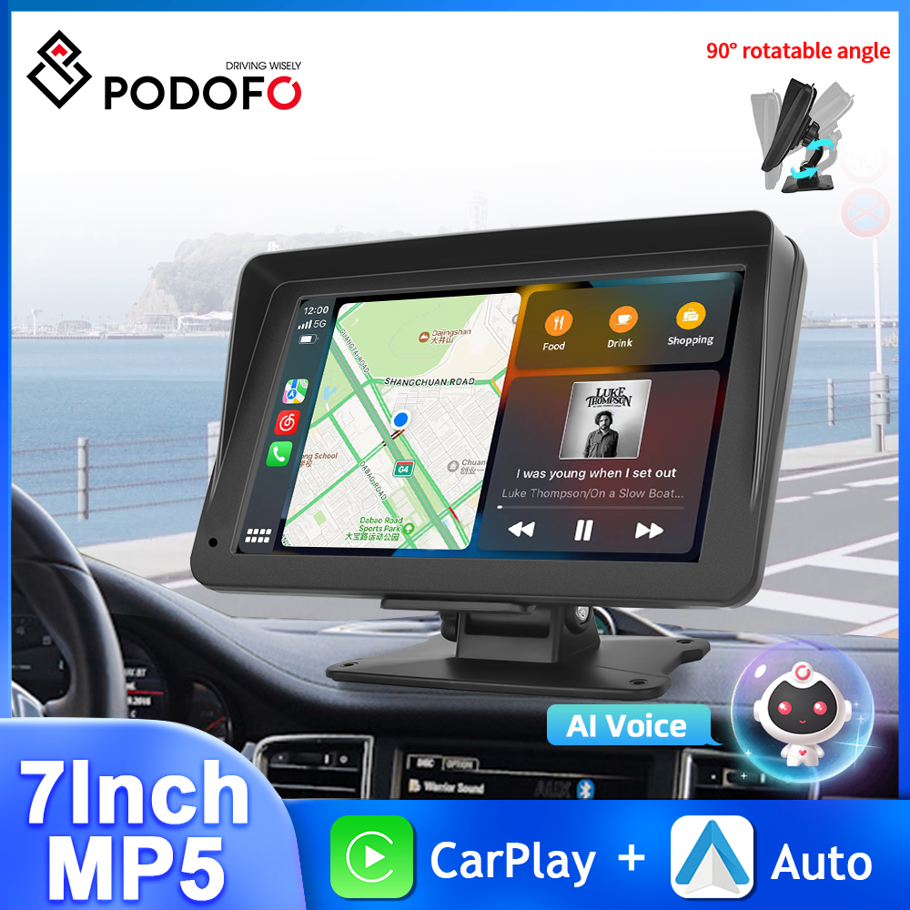 PodoNuremberg-Moniteur de voiture universel, AirPlay, Radio, Limitation, Lecteur vidÃ©o, Portable, HD, Carplay sans fil, Commande vocale automatique, 7 pouces n° 1