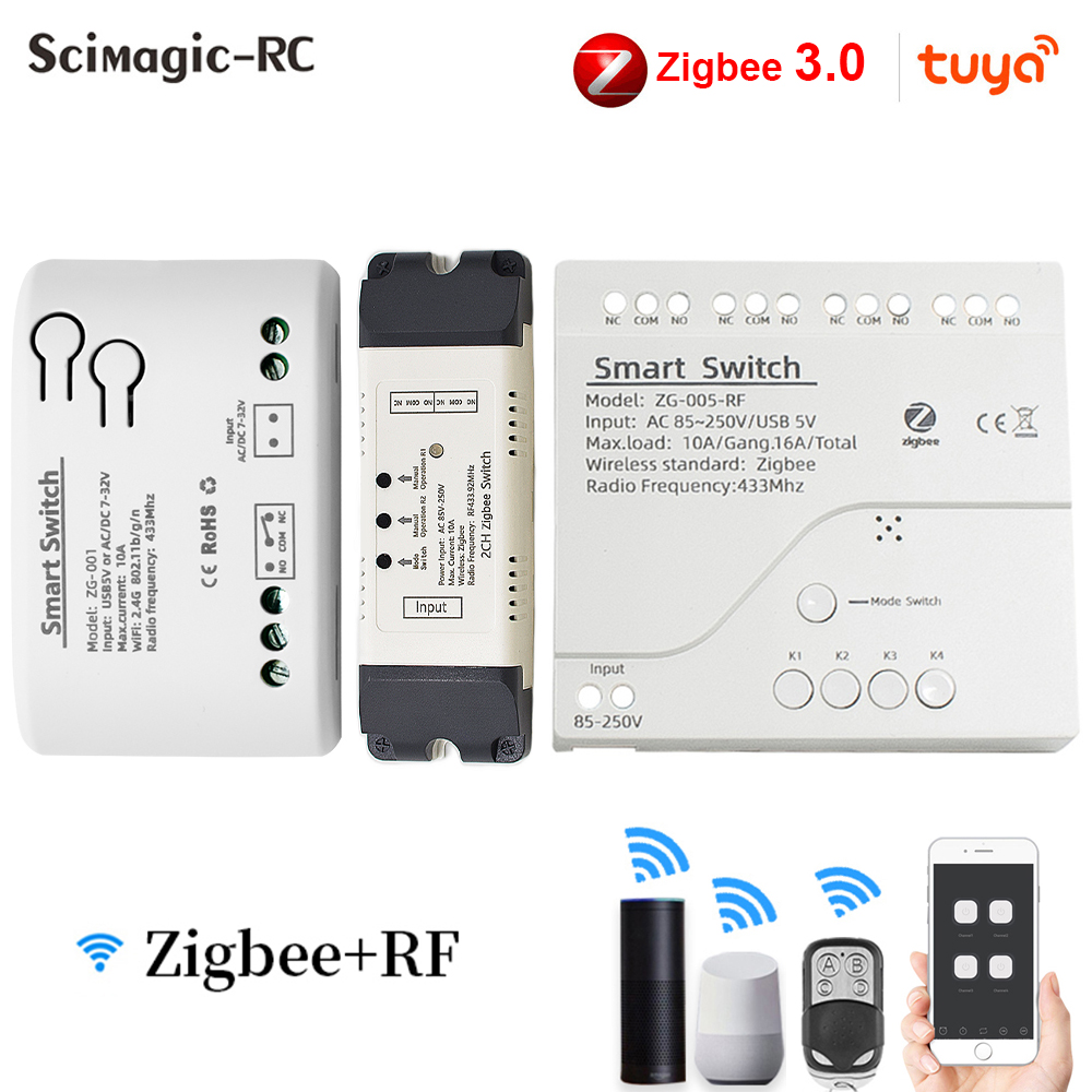 Tuya Zigbee-Commutateur de maison intelligente, tÃ©lÃ©commande sans fil, radio RF 433, 4 canaux, citations pour Zigbee Gateway airies, technologie n° 2