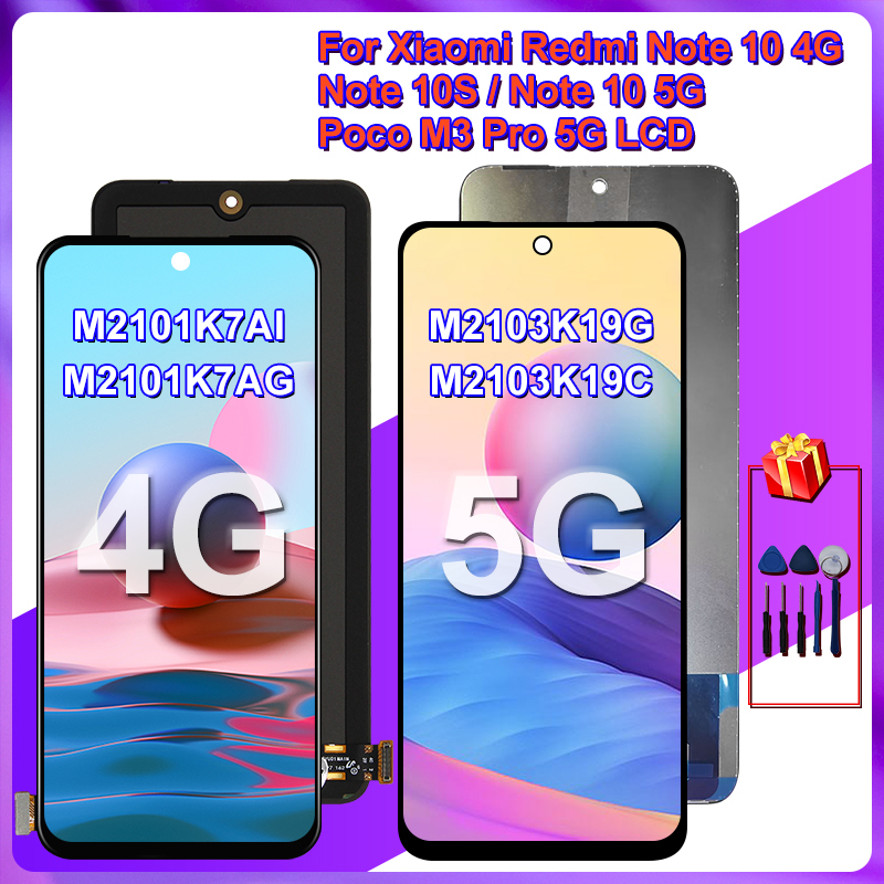 Ã‰cran LCD Super AMOLED pour Redmi Note 10 5G, Verrerie M210, NumÃ©riseur d'Ã©cran 7AI, POCO M3 Pro, M2103K19G, 4G n° 1