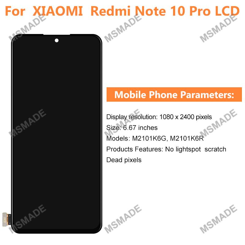 Ã‰cran LCD AMOLED de remplacement avec cadre pour Xiaomi Redmi Note 10 Pro, 6.67 pouces, M210, 6G, piÃ¨ces de HÃ©bergements eur d'Ã©cran avec cadre n° 2