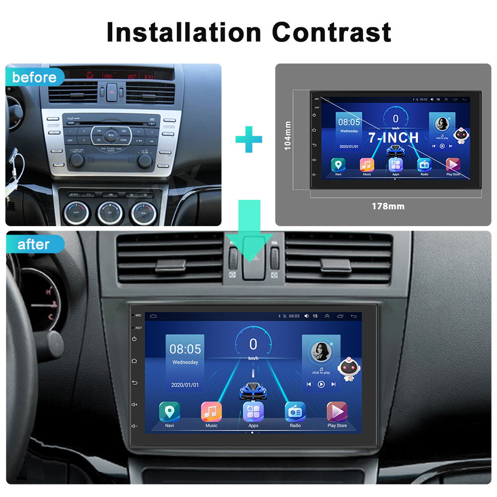 Podofo â€“ Autoradio Android avec lecteur multimÃ©dia, 4G, Ã©cran partagÃ©, GPS, Audio stÃ©rÃ©o, 2 Din, pour Ford VW Toyota Nissan n° 4