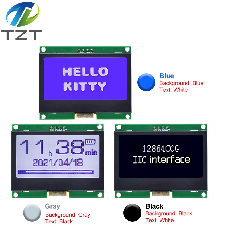 TZT â€“ panneau d'affichage graphique LCM 12864x64 pour Arduino, Module LCD IIC 128x64, I2C ST7567S n° 5