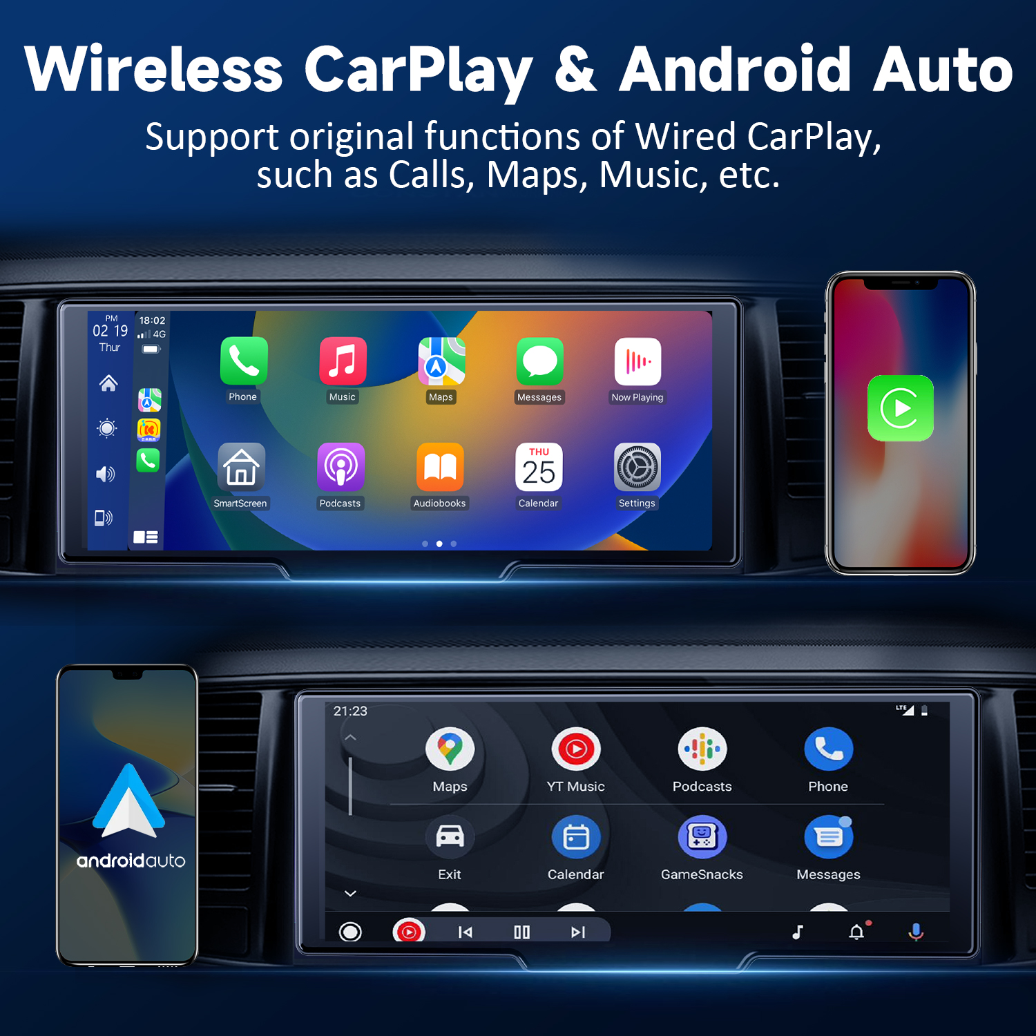 Autoradio portable avec Dash Cam, Apple Carplay, Android Auto, Bluetooth, Ã©cran tactile, support de tableau de bord, 10 n° 5