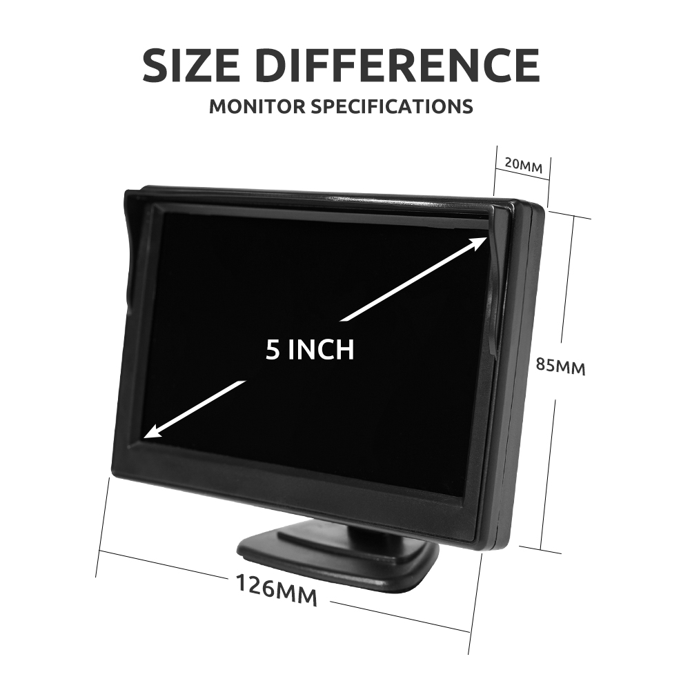 CamÃ©ra de recul de voiture avec moniteur, TFT LCD 5 pouces, Ã©cran numÃ©rique 16:9, entrÃ©e vidÃ©o 2 voies, systÃ¨me de stationnement des barrage n° 4