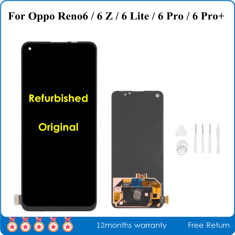 Ã‰cran AMOLED d'origine remis Ã  neuf pour Oppo Reno6 6Z 6 Lite 6Pro, assemblage d'affichage LCD, remplacement Reno6 Pro + 5G, A +++ n° 1