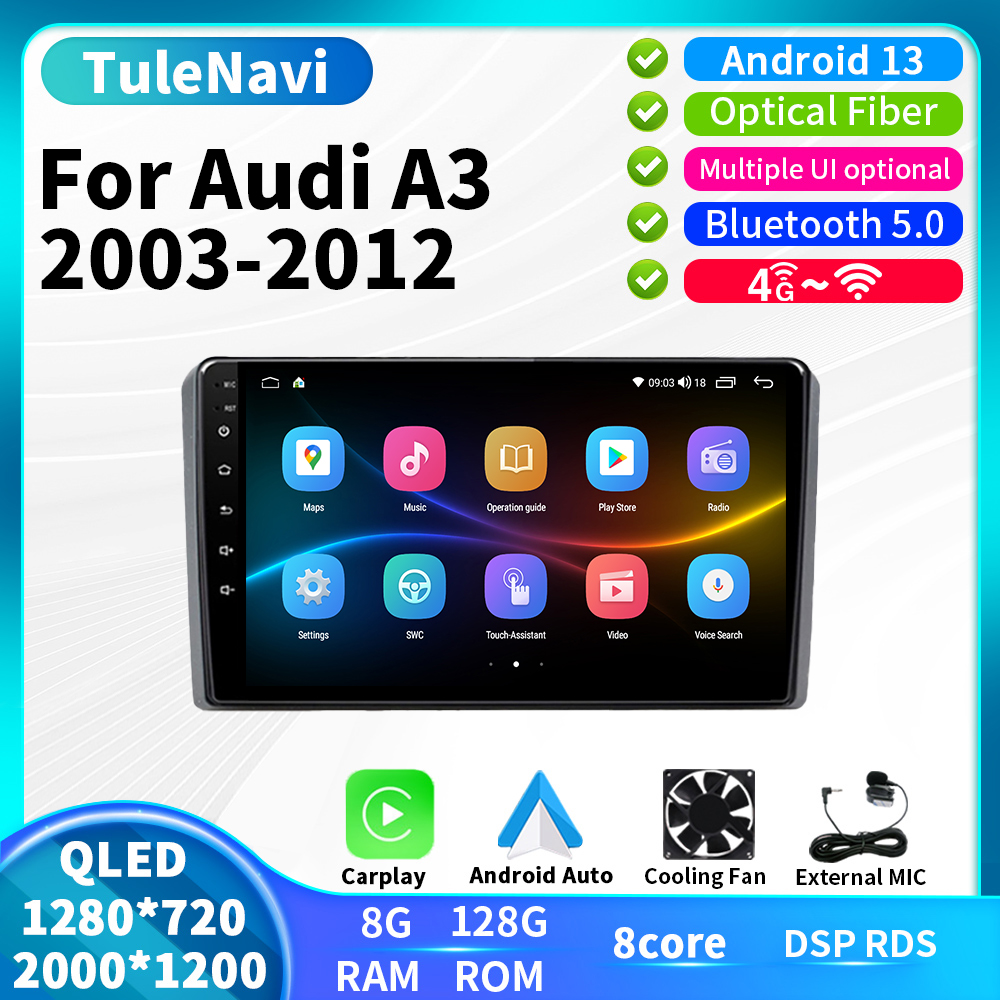 Autoradio StÃ©rÃ©o Android Sans Fil, Navigation GPS, Wifi, DSP, Carplay, pour Audi A3, 8P, S3, RS3 (2003-2012) n° 1