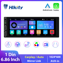 Hikity-Autoradio stÃ©rÃ©o universel, lecteur MP5, Carplay sans fil, Android Auto, Bluetooth, camÃ©ra de recul, 1 Din small picture n° 1