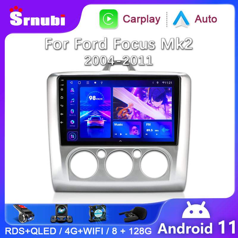 Srnubi-Autoradio Android pour Ford Focus, 2 Din, Carplay, Navigation, StÃ©rÃ©o, UnitÃ© principale, Lecteur de limitation, Mk2, Mk3, Exi Stuff, AT 2004-2011 n° 1