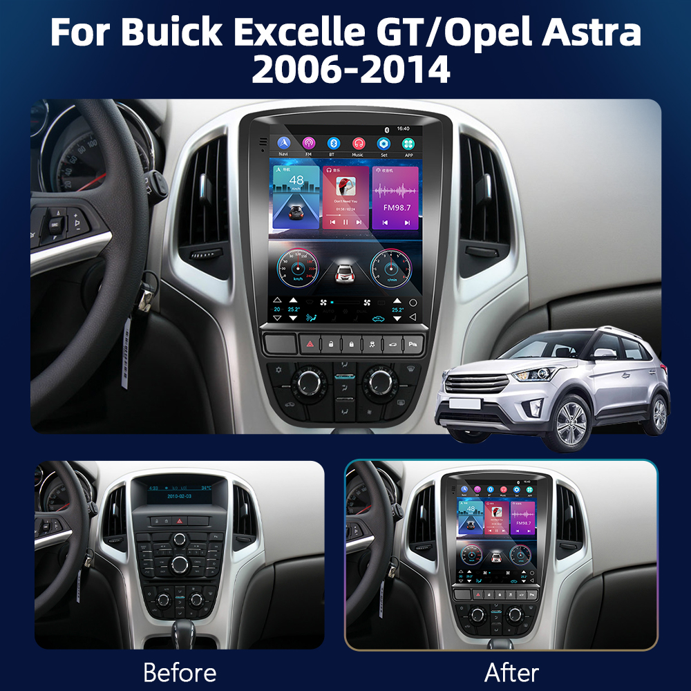 Podofo – autoradio Android CarPlay 4G, lecteur multimédia, 2din, unité principale HiFi RDS, pour voiture Opel Astra J, Vauxhall, Buick Verano (2009 – 2015) n° 2