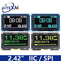 Ã‰cran OLED HD avec technologie d'Ã©cran LCD, interface sÃ©rie pour Ardu37UNO R3, SSD1309, Ã©ventuelles I, IIC, I2C, 7 broches, 2.42 pouces, 2.42 pouces, 128x64 small picture n° 1