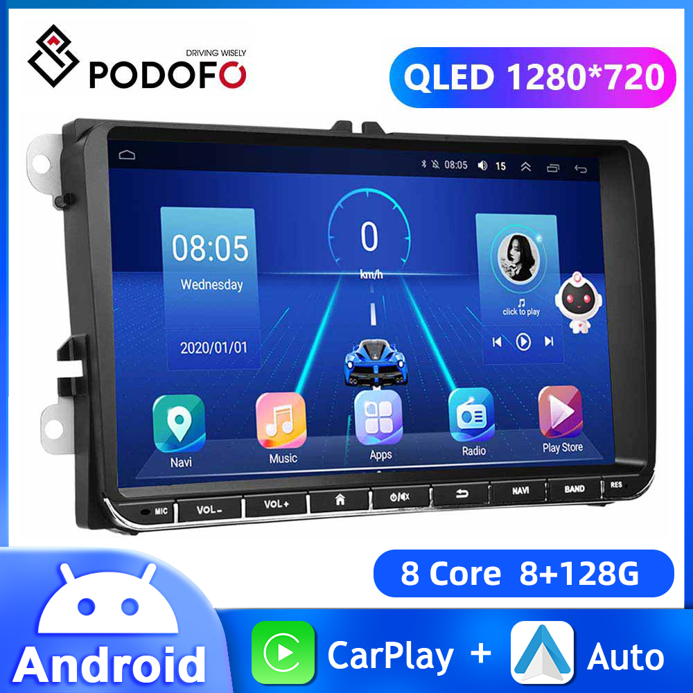 Podofo â€“ autoradio Android, 2 Din, DSP, navigation GPS, rÃ©cepteur RDS, lecteur multimÃ©dia, stÃ©rÃ©o, pour voiture Passat Golf MK5/MK6/T5, EOS, POLO Tour n° 1