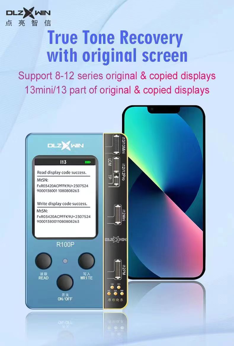 DL R200-Programmeur de RÃ©cupÃ©ration de Documents Originaux, Support Original/Copie LCD pour iPhone 7 XS 11 12 13, Ã‰cran True Tone, Kit d'Outils de RÃ©paration n° 6