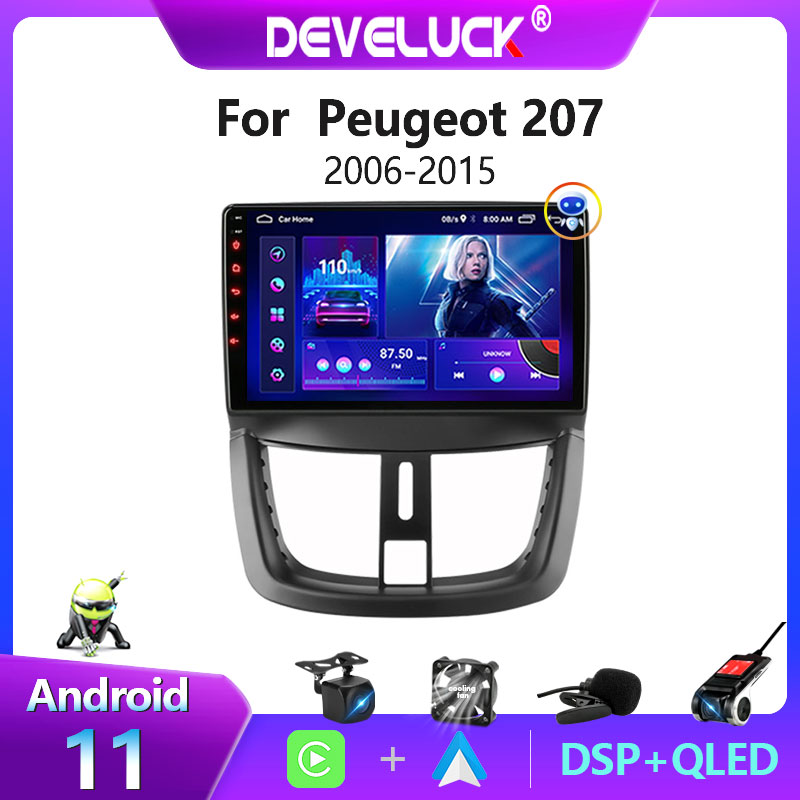 Autoradio Android 11, Navigation GPS, Carplay, Lecteur VidÃ©o, StÃ©rÃ©o, DVD, Ã‰cran IPS, 2Din, pour Voiture, 207 CC, 207CC (2006-2015) n° 1