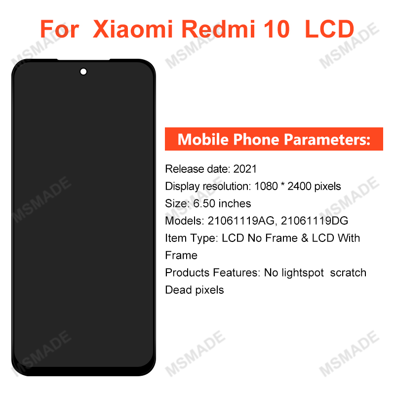 Ensemble Ã©cran tactile LCD de remplacement, 6.5 pouces, pour Xiaomi Redmi 10 21061119AG/DG, original n° 2