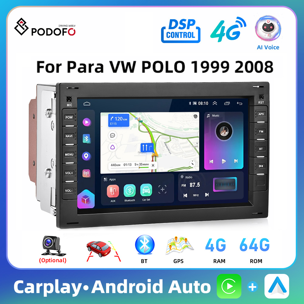 PodoNuremberg-Autoradio StÃ©rÃ©o Android 10, Carplay, Navigation GPS, BT, DSP pour Faillite, A, POLO, MK5, SHARAN, JETTA, MK4, CITI, CHICO, 7 en effet, 8 cÅ“urs, 4 Go + 64 Go n° 1