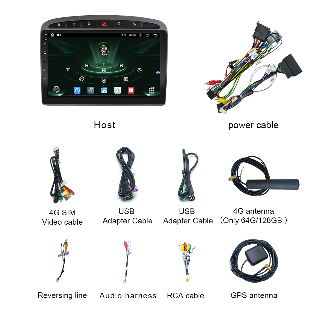 Autoradio Android 12, Navigation GPS, 4G, StÃ©rÃ©o, UnitÃ© Centrale, Lecteur de Limitation de Voiture pour KIT 408, 308, 308SW, 2010-2016 n° 6