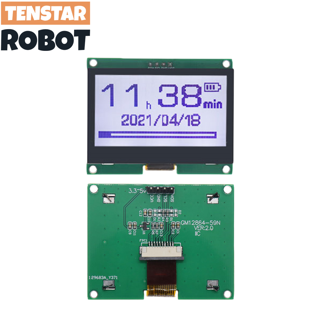 Panneau d'affichage graphique LCD pour Ardu37, Ã©cran matriciel, carte LCM, IIC, 4P, technologie 12864-59N, I2C, ST7567S, COG, 12864x64, 128 n° 4