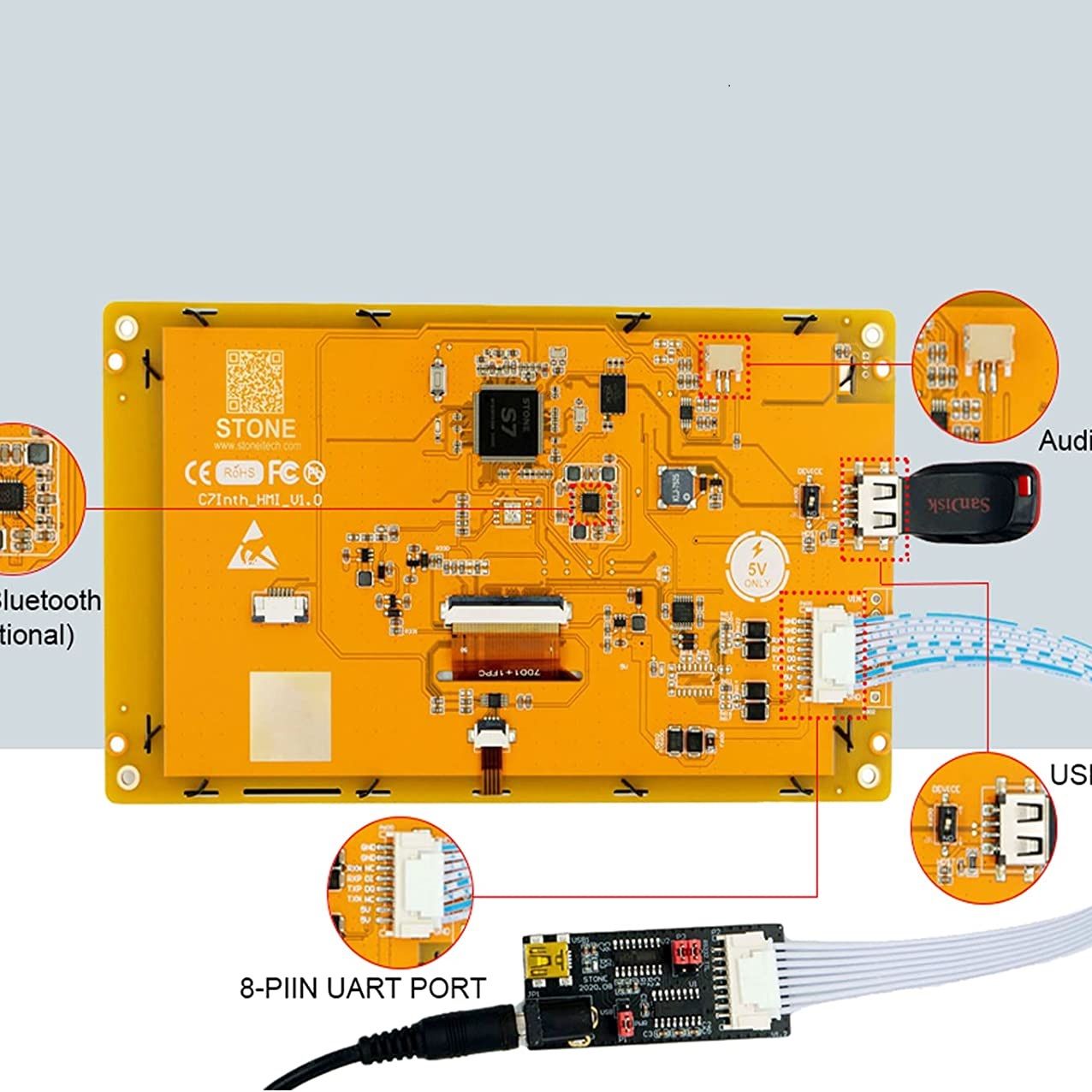 STONE-Ã‰cran tactile LCD intelligent, technologie d'affichage HMI avec programme et port UART pour Ardu37Raspberry pi, ESP32, STM32, 4.3 pouces n° 2