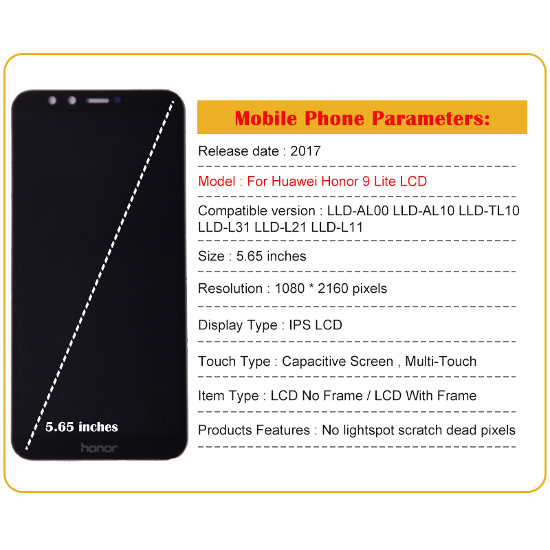 Ã‰cran pour Huawei Honor 9 Lite Ã©cran LCD avec cadre Ã©cran tactile assemblage Honor 9 Lite LLD-L31/L21/L11/AL0 remplacement d'Ã©cran n° 6