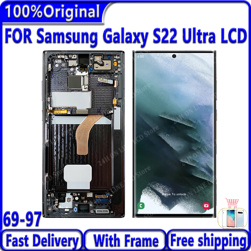 Écran tactile LCD avec châssis pour Samsung Galaxy S22 Ultra 5G S908B S908U, original, 6.8 n° 1