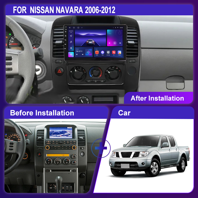 Autoradio Android 12 avec Navigation GPS, Audio StÃ©rÃ©o, Wifi 8 CÅ“urs, Limitation de la Voiture, Nissan Navara 2004 - 2012 n° 3