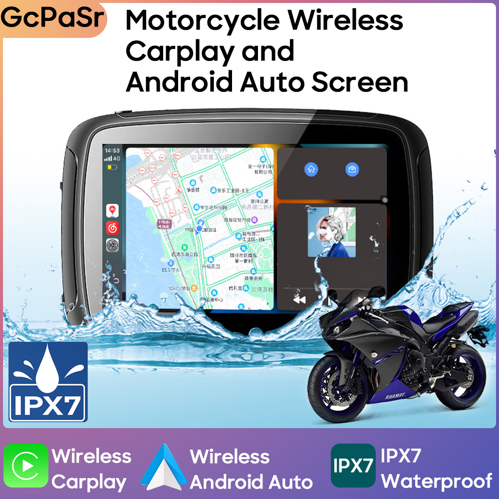 5 pouces sans fil Apple Screen Carplay IPX7 Android Auto Radio GPS Navigation Ã©tanche Affichage portable Moto n° 1